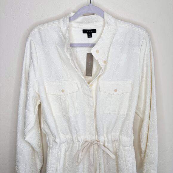 NWT J Crew Embroidered Floral Long Sleeve Tie Waist Cream Utility Romper 14 - Picture 3 of 16